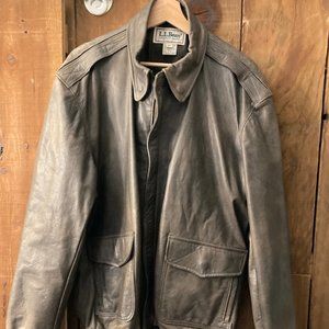 LL Bean Bomber Jacket Flight Coat Mens Size 46L Leather USA Made